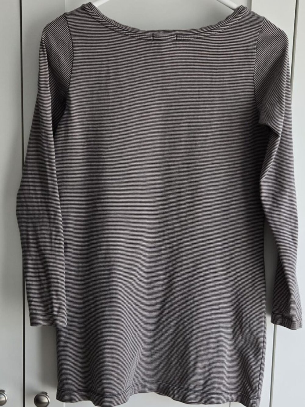 Jersey by Jacob Striped Long Sleeve Cotton Top XS Taupe Ivory Breton Stretch Tee - Picture 7 of 7